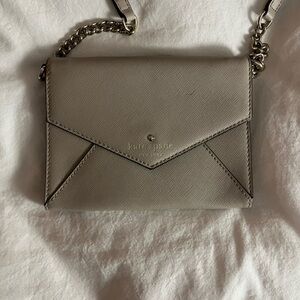 kate spade taupe envelope crossbody with chain strap
